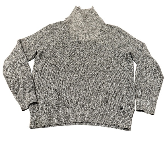 Men’s Nautica Cowl Neck Sweater Size Large Cotton Gray - Picture 1 of 4